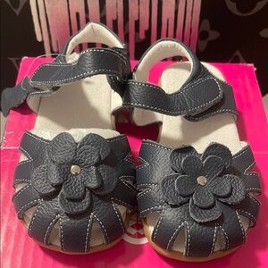 Navy Blue Flower Velcro Strap Sandals Size 28 NWOT